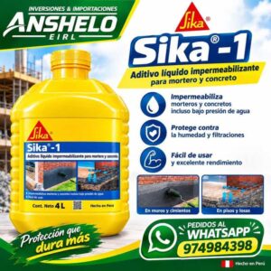 Sika®-1 Líquido Aditivo Impermeabilizante para Concreto y Mortero 4 L