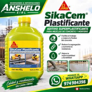 SikaCem® Plastificante Aditivo para Concreto y Mortero 4 L